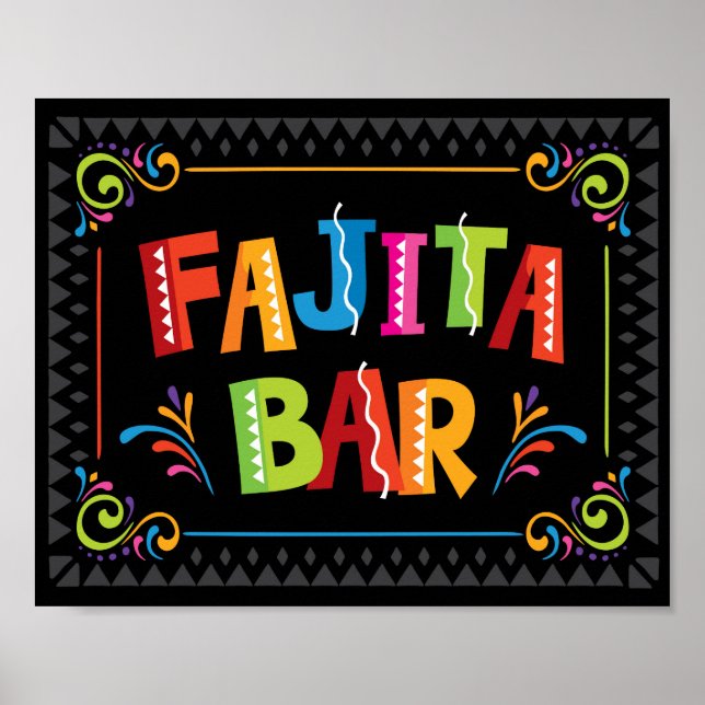 Fiesta FAJITA BAR Party Sign Print (Front)
