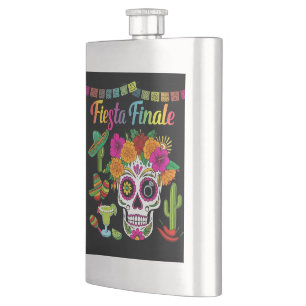"Fiesta Finale" Colourful Sugar Skull Bachelorette Hip Flask