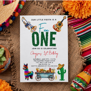 Fiesta First 1st Birthday Party Invitation