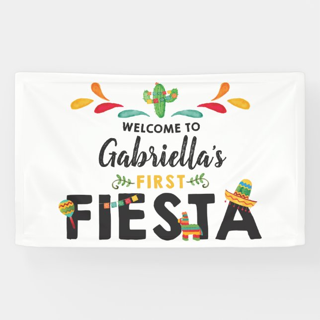 Fiesta First Birthday Banner (Horizontal)