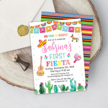 Fiesta First Birthday Invitation Girl