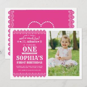 Fiesta First Birthday, Papel Picado, 1st Birthday Invitation