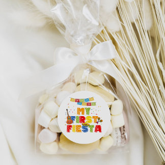 Fiesta First Birthday Party Balloon Boy Classic Round Sticker
