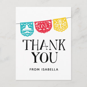 Fiesta First Birthday Thank You Postcard