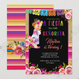 Fiesta Floral 1st birthday invitation