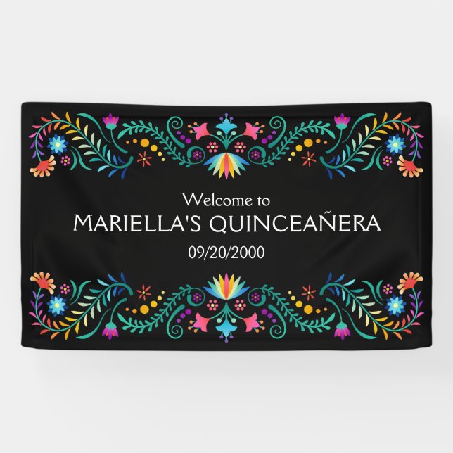 Fiesta Floral Birthday Shower Wedding Banner (Horizontal)