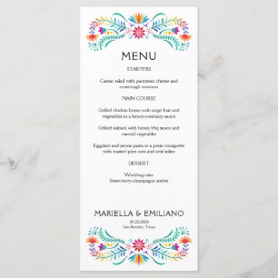 Fiesta Floral Birthday Shower Wedding Menu