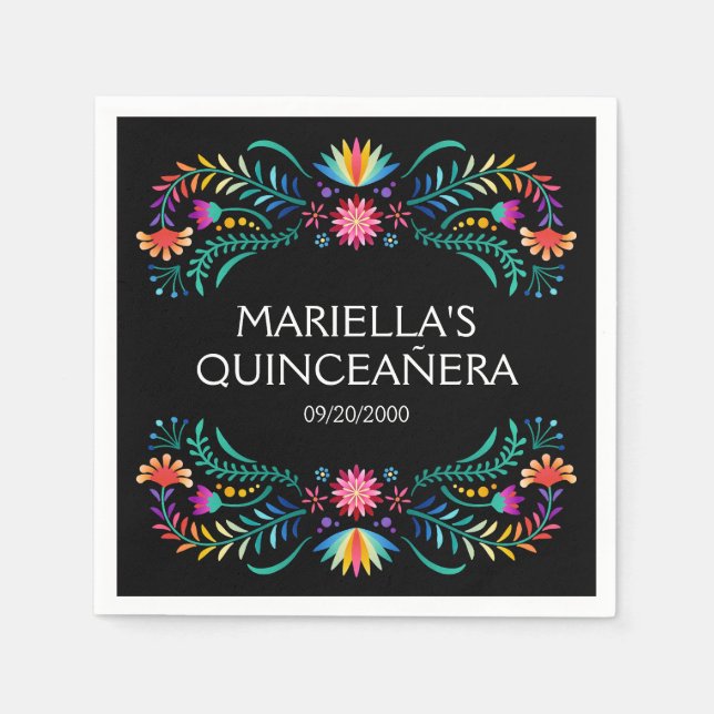 Fiesta Floral Birthday Shower Wedding Napkin (Front)