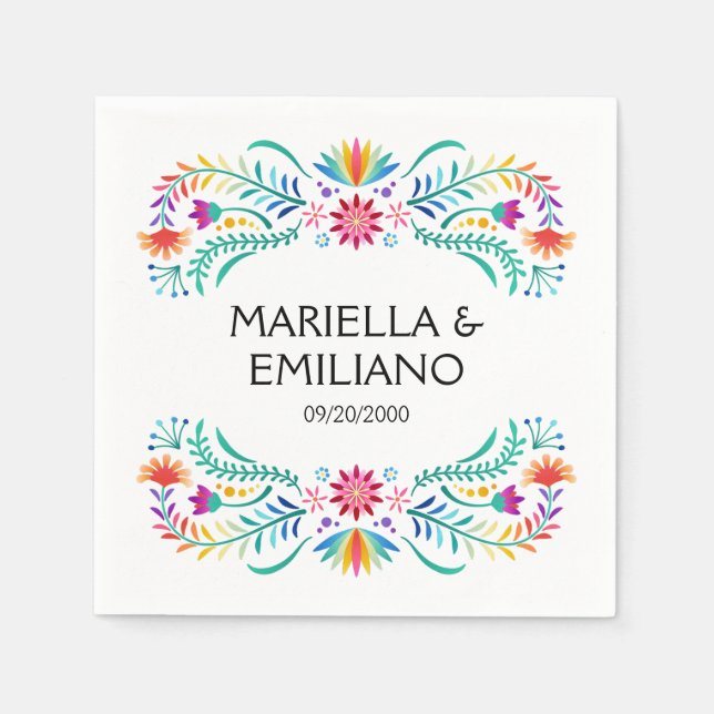 Fiesta Floral Birthday Shower Wedding Napkin (Front)