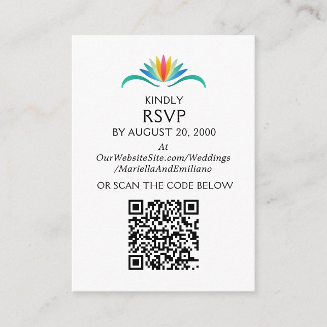 Fiesta Floral Birthday Shower Wedding RSVP QR Enclosure Card (Front)