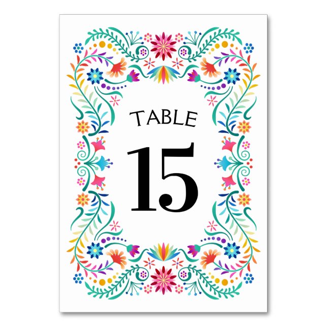 Fiesta Floral Birthday Shower Wedding Table Number (Front)