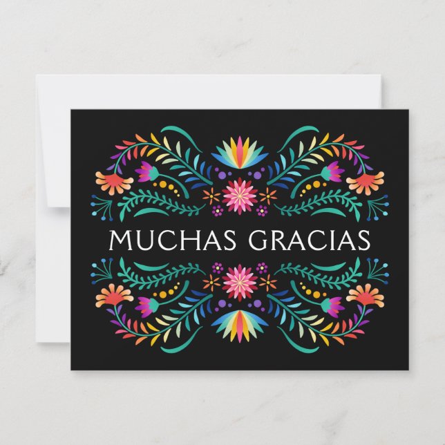 Fiesta Floral Birthday Shower Wedding Thank You Card (Front)