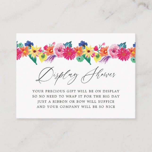 Fiesta Floral Bridal Shower Display Shower Enclosure Card (Front)