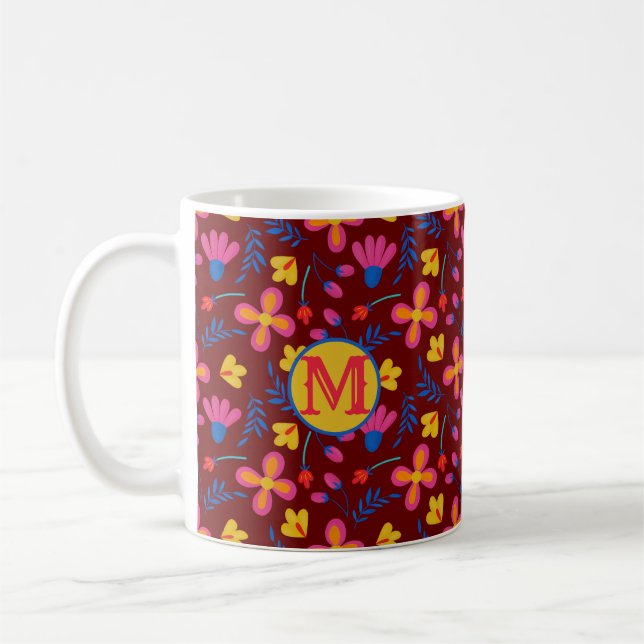 Fiesta Floral Customised Initial  Coffee Mug (Left)