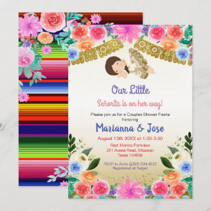 Fiesta Floral Girl Couple shower Party Invitation