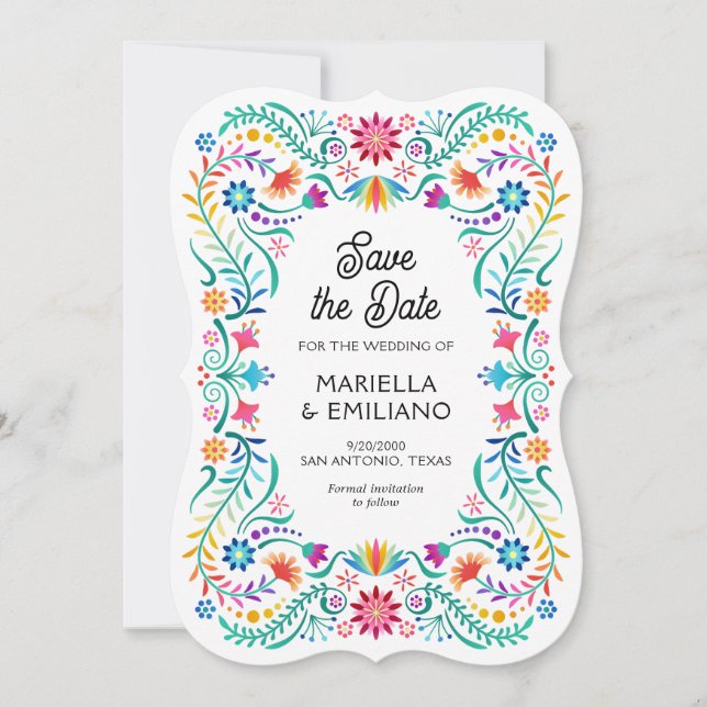 Fiesta Floral Quinceañera Wedding Save the Date (Front)