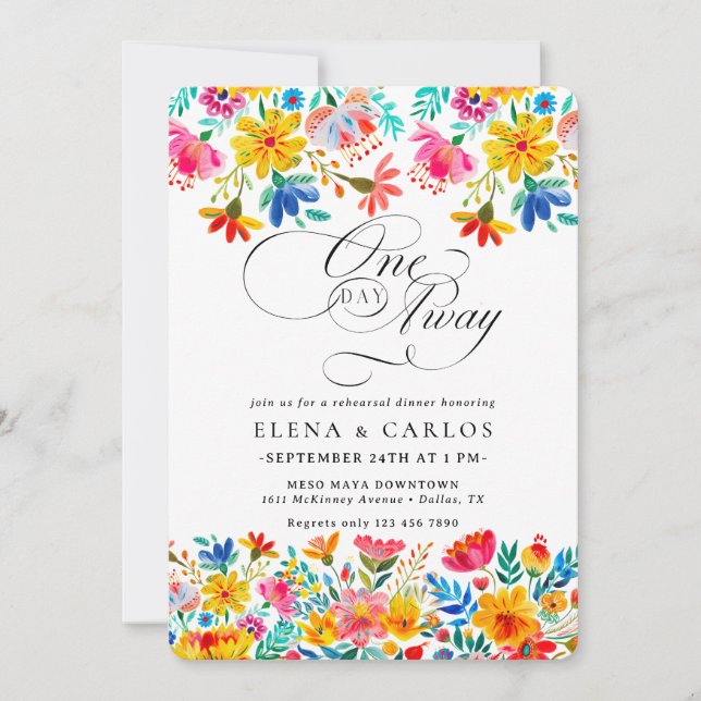 Fiesta Floral Rehearsal Dinner Invitation (Front)