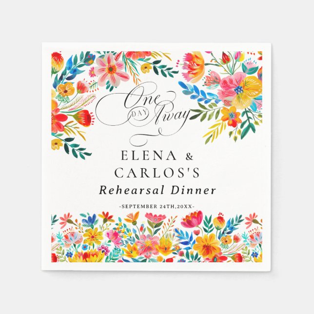 Fiesta Floral Rehearsal Dinner Napkin (Front)