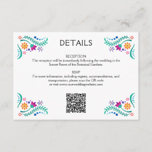 Fiesta Floral Wedding QR Details Enclosure Card