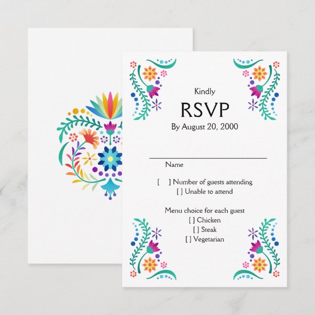 Fiesta Floral Wedding Quinceañera RSVP (Front/Back)