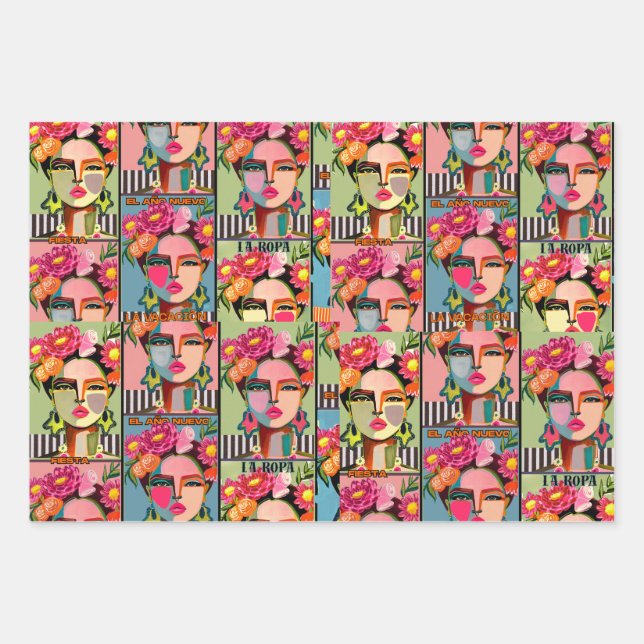 Fiesta Floral Wrapping Paper Sheet (Front)