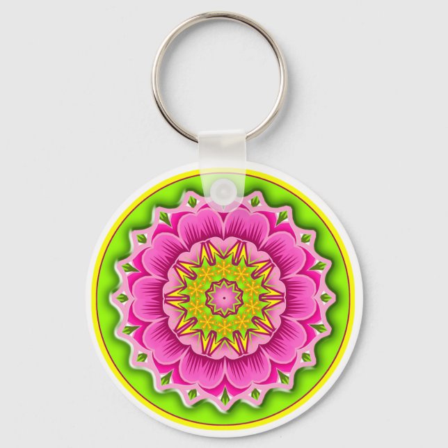 Fiesta Flower Round Key Ring (Front)