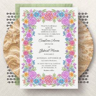 Fiesta Flowers Colorful Wedding Invitation