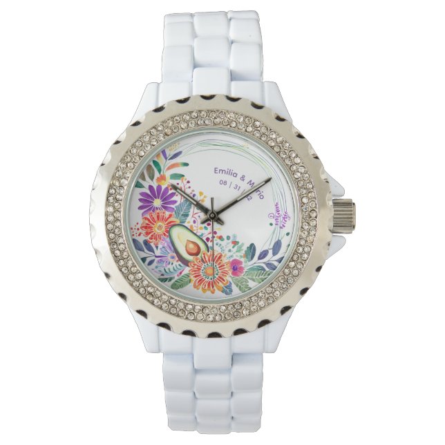 FIESTA Folkart Flowers Avocado Custom Watch (Front)