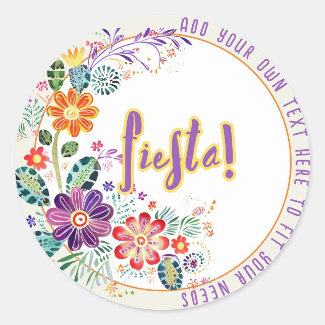 FIESTA Folkart Flowers Custom Classic Round Sticker (Front)
