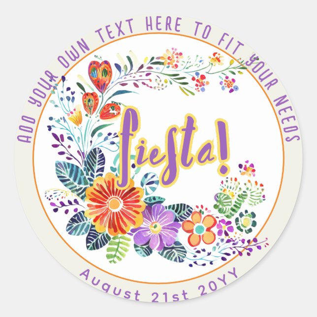 FIESTA Folkart Flowers Custom Classic Round Sticker (Front)