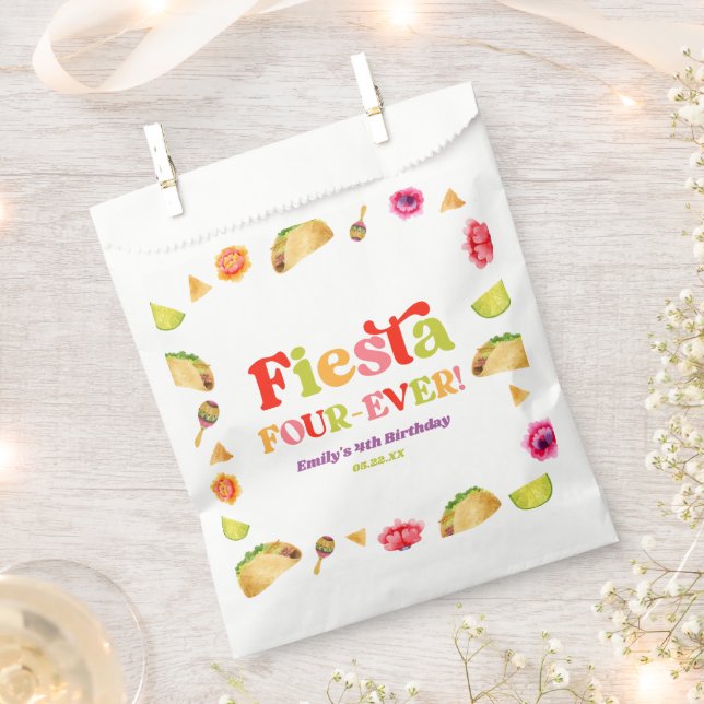 Fiesta Four-Ever Taco 4th Birthday Party Favour Bags (Clipped)