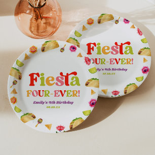Fiesta Four-Ever Taco 4th Birthday Party Paper Plate