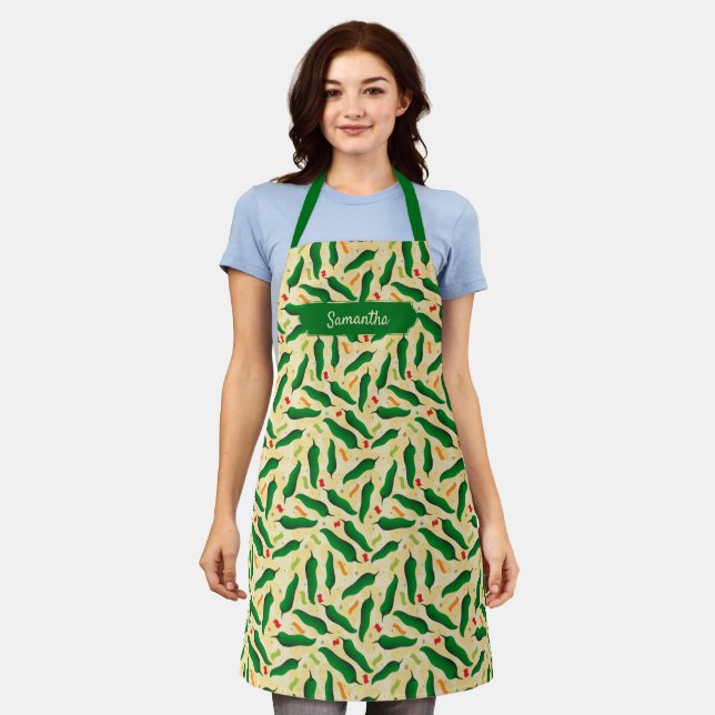 Fiesta Fun Green Chile Pattern Apron (Worn)