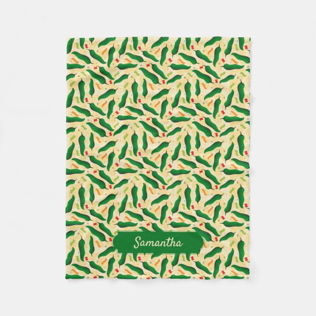 Fiesta Fun Green Chile Pattern Fleece Blanket (Front)