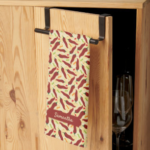Fiesta Fun Red Chile Pattern Tea Towel