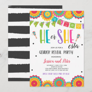 Fiesta Gender Reveal He or She-esta Gender Reveal  Invitation