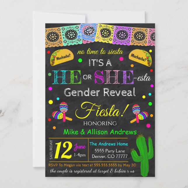 Fiesta Gender Reveal Invitation (Front)
