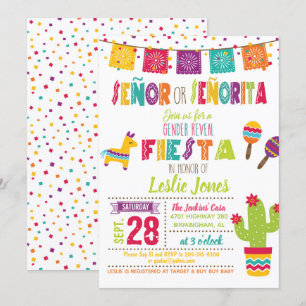 Fiesta Gender Reveal Invitation - White Background