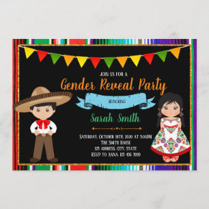 Fiesta gender reveal  party invitation