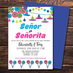 Fiesta Gender Reveal Señor or Señorita  Invitation