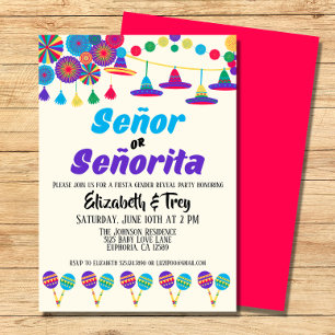Fiesta Gender Reveal Señor or Señorita Invitation