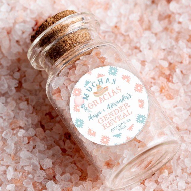 Fiesta Gender Reveal Thank You Classic Round Sticker (Creator Uploaded)