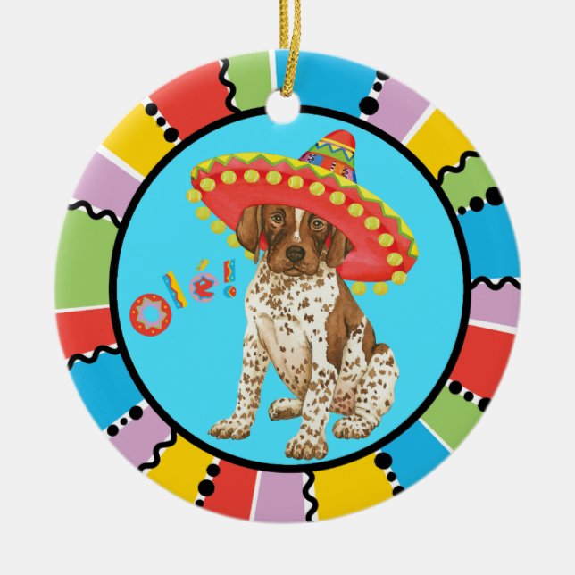 Fiesta German Shorthaired Pointer Ceramic Tree Decoration (Front)
