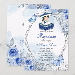 Fiesta Girl Baptism Christening Pastel Floral Invitation