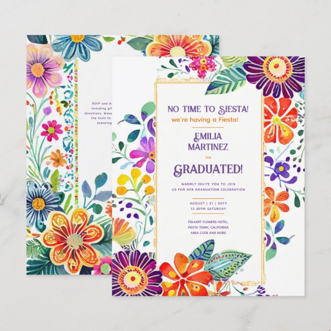 FIESTA GRADUATION Folkart Flowers Theme (Front/Back)