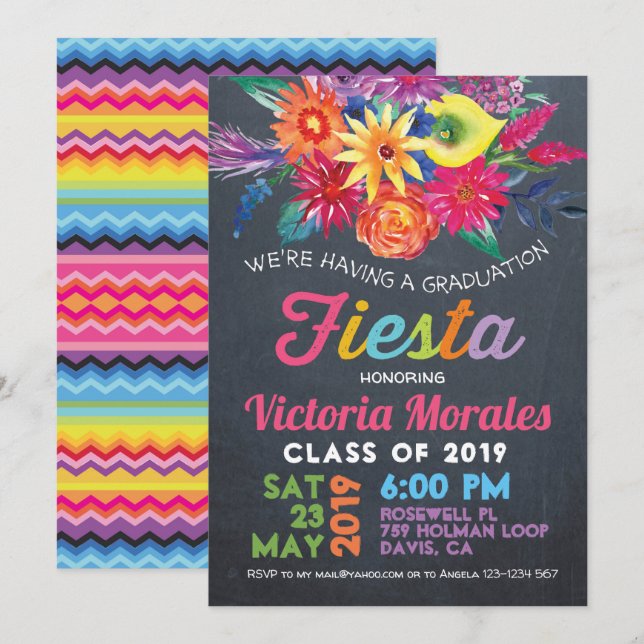 Fiesta Graduation Party Invitation (Front/Back)