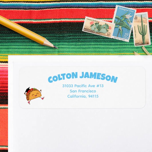 Fiesta Graduation Taco Party Return Address Label (Graduation Taco Party Return Address Labels)