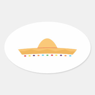 Fiesta Hat Oval Sticker