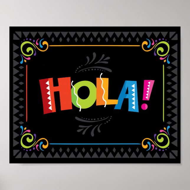 Fiesta HOLA Party Sign Print (Front)