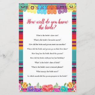 Fiesta How well do you know The Bride Game card
